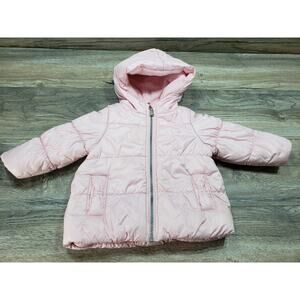 OshKosh Toddler Girls Pink hooded Puffer Coat Size 18Months full zip pockets